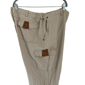 Scandia Woods Beige Cargo Pants Suede details Casual Cotton Chino Khaki